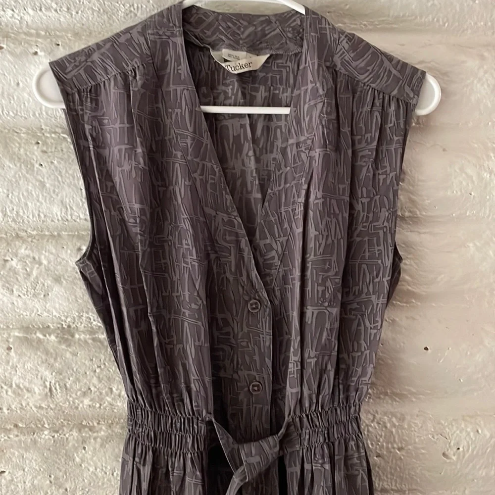 Tucker Gray print silk sleeveless dress